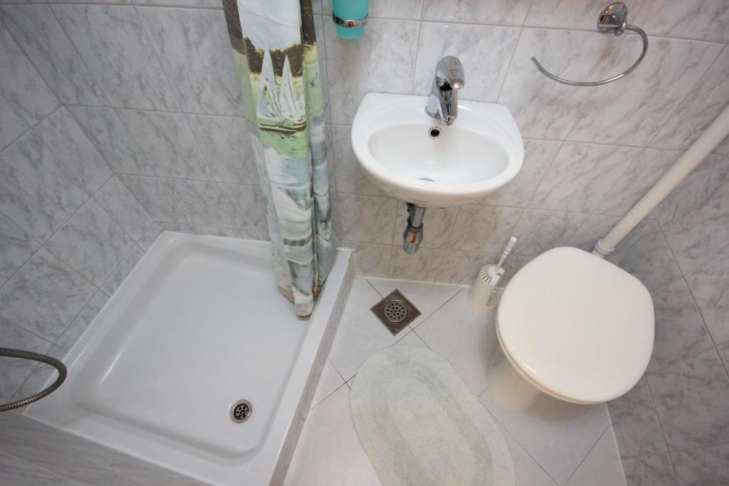 a bathroom with a toilet and a sink at Apartments and rooms by the sea Komiza, Vis - 2431 in Komiža