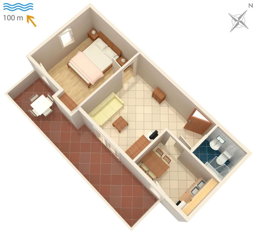 a rendering of a floor plan of a room at Apartments with a parking space Karigador, Novigrad - 2534 in Karigador