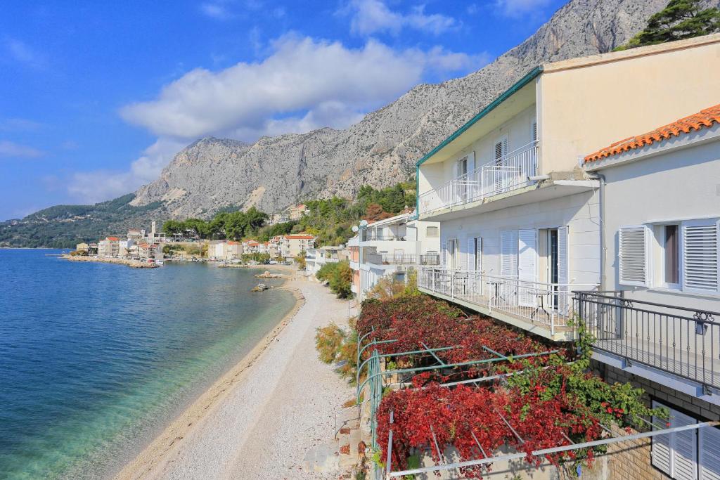 a building on the shore of a body of water at Apartments by the sea Drasnice, Makarska - 2644 in Drasnice