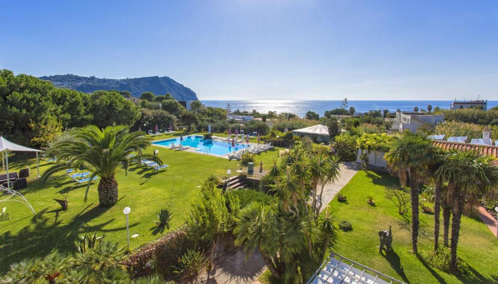 an aerial view of a resort with a swimming pool at Hotel Belsole in Ischia