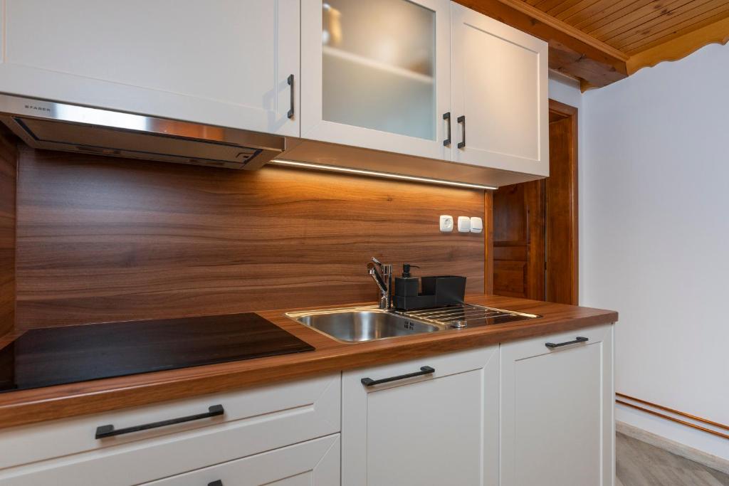 Kuchyň nebo kuchyňský kout v ubytování Chalet Ajda