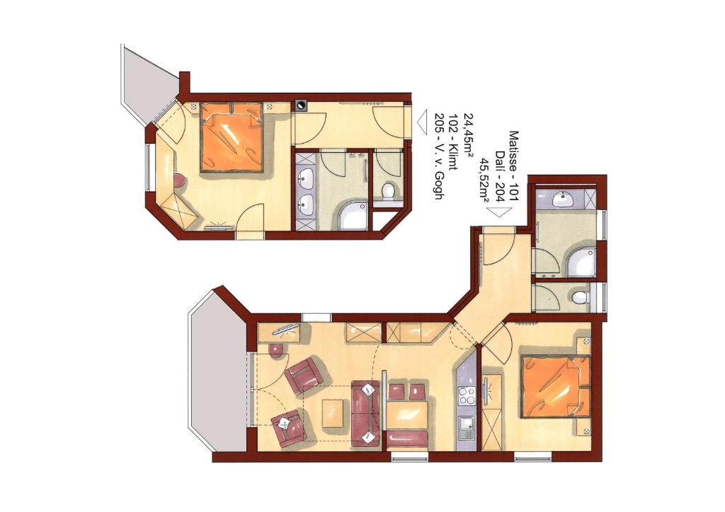 The floor plan of Appartements Lüftenegger