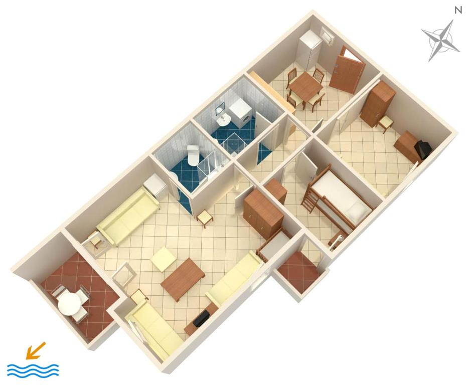 Půdorys ubytování Apartments by the sea Kosljun, Pag - 3321