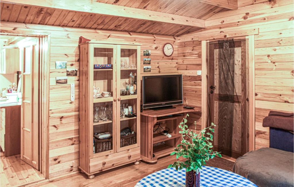 Telewizja i/lub zestaw kina domowego w obiekcie Cozy Home In Drzonowo With Sauna
