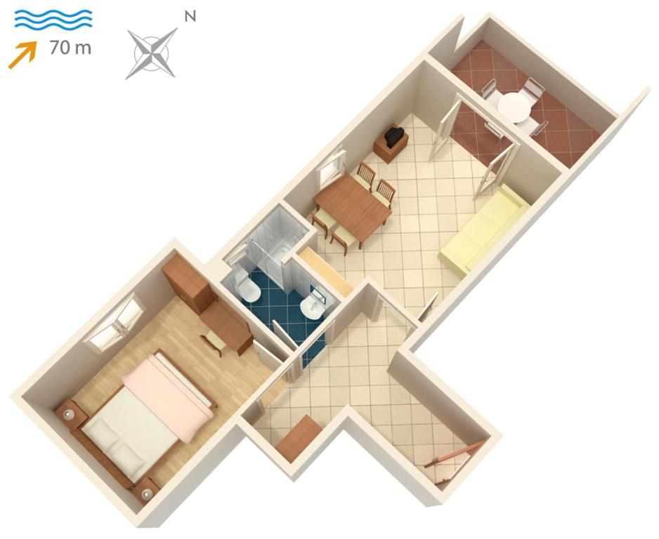 Plán poschodí v ubytovaní Apartment Vinjerac 3248c