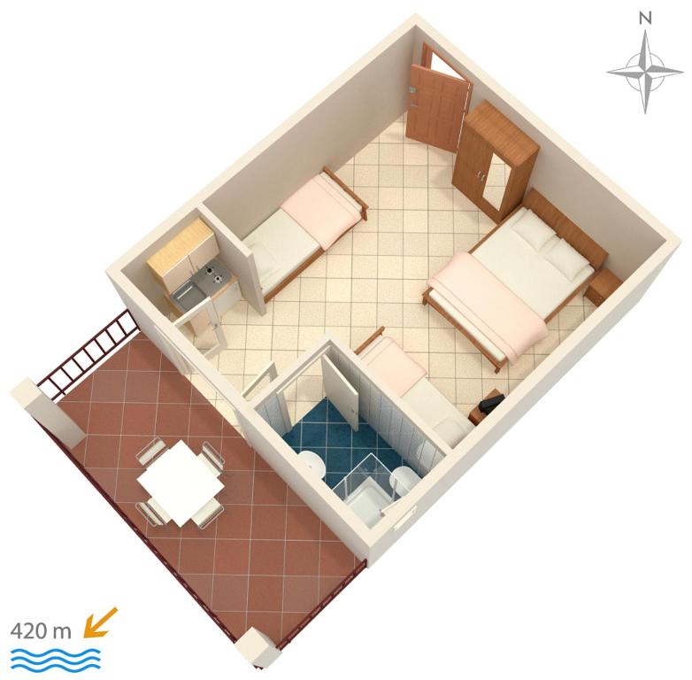 Plán poschodí v ubytovaní Studio Gradac 2784d