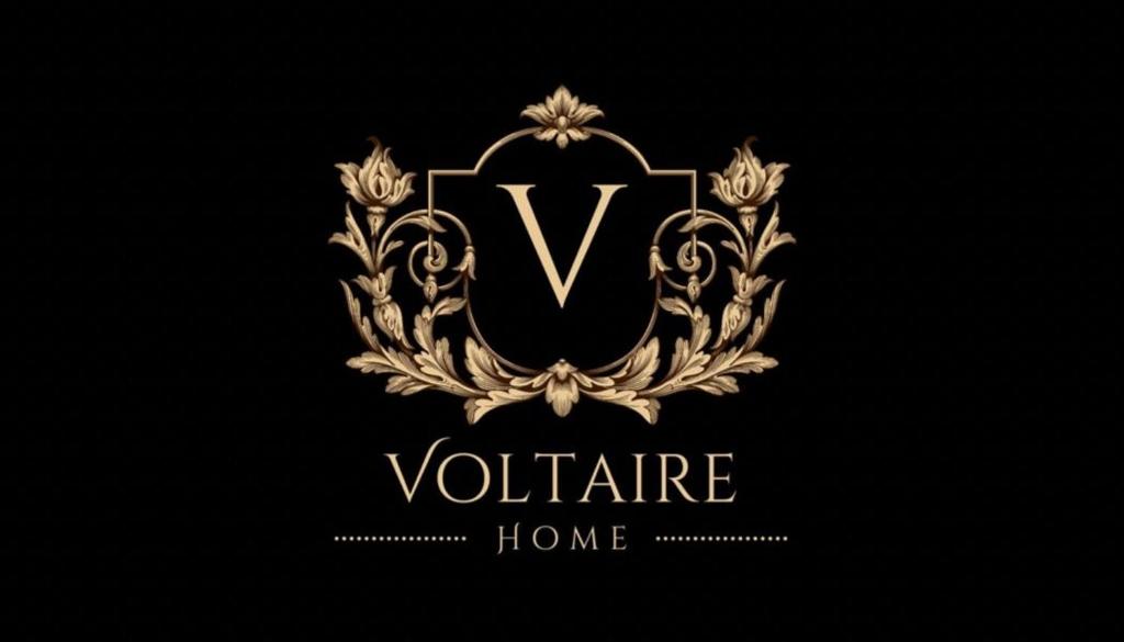 a gold letter v logo with a black background at Appartement Rouen Le Voltaire Home in Rouen