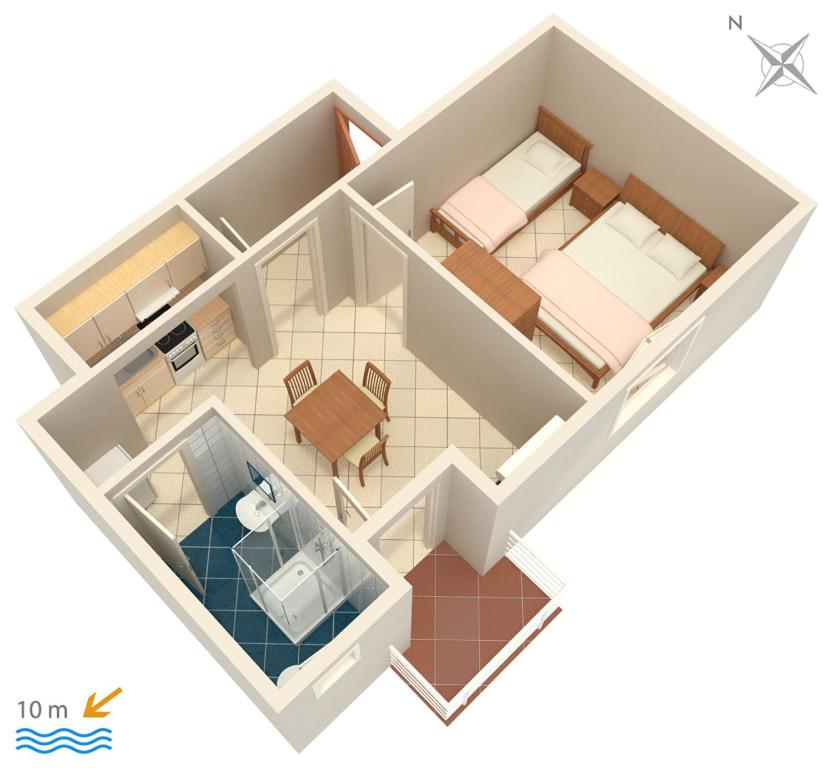 Posteľ alebo postele v izbe v ubytovaní Apartments by the sea Kustici, Pag - 4086