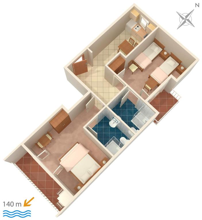Plán poschodí v ubytovaní Apartment Brela 2752b