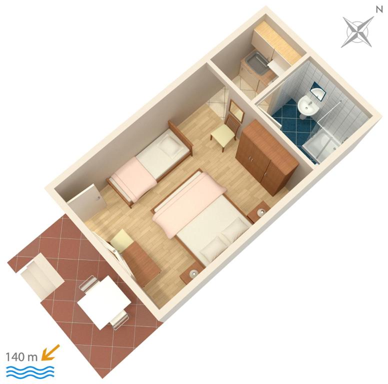 Plán poschodí v ubytovaní Studio Brela 2752b