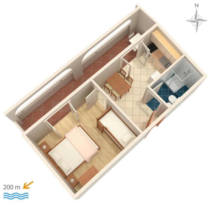 Půdorys ubytování Apartments and rooms with parking space Metajna, Pag - 4120