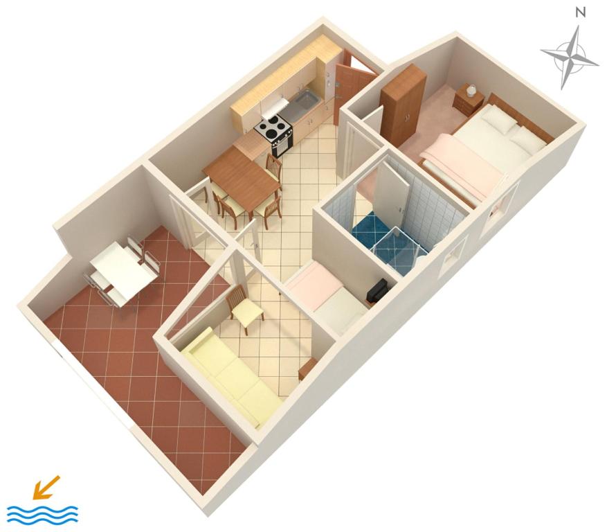 Půdorys ubytování Apartments by the sea Mandre, Pag - 4098