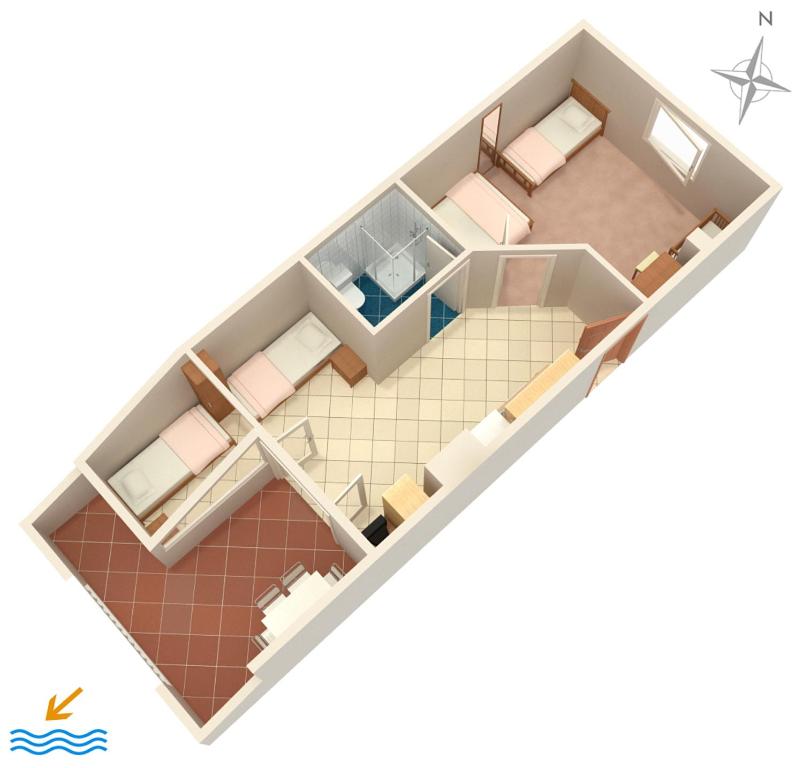 Půdorys ubytování Apartments by the sea Mandre, Pag - 4098