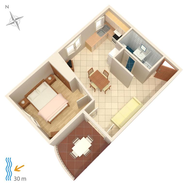 Půdorys ubytování Apartments by the sea Brodarica, Sibenik - 4194