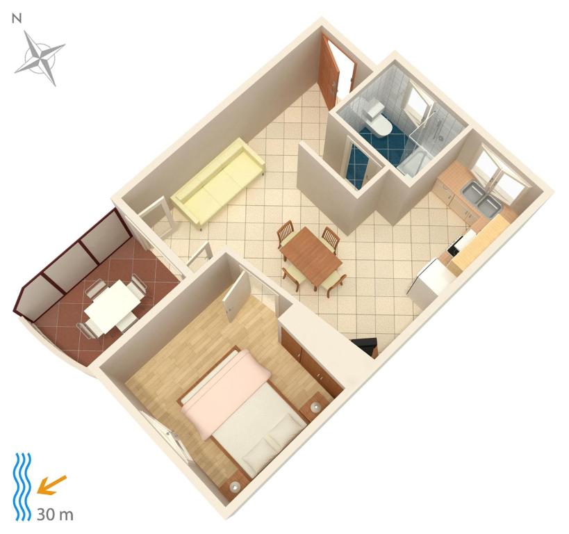 Půdorys ubytování Apartments by the sea Brodarica, Sibenik - 4194