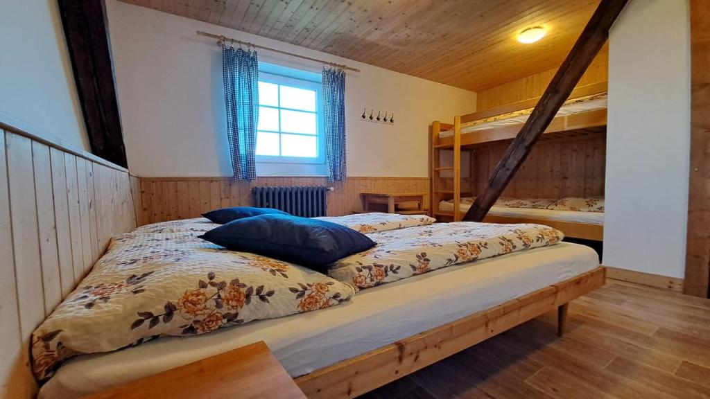Postel nebo postele na pokoji v ubytování Horský penzion VEBROVY BOUDY