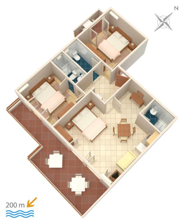 Půdorys ubytování Apartments with parking spaces Duce, Omis - 2773