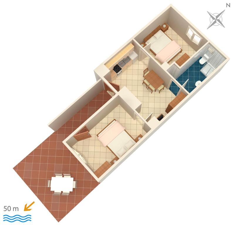 a floor plan of a room at Apartment Jezera 5057b in Jezera