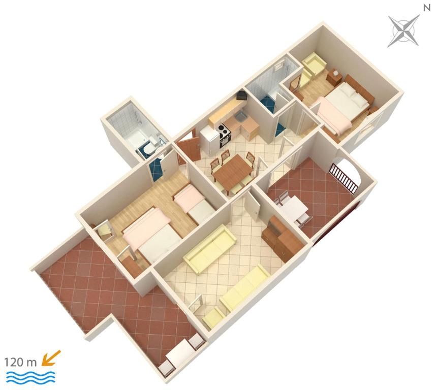 Půdorys ubytování Apartment Suha Punta 5050a