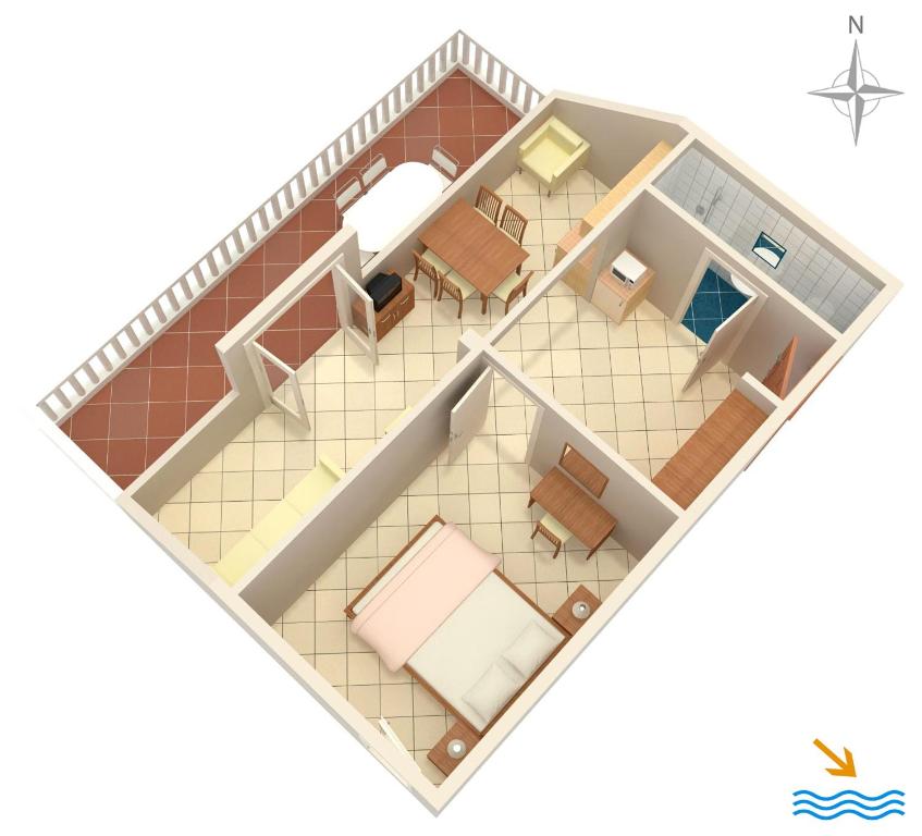Plán poschodí v ubytovaní Rooms by the sea Slano, Dubrovnik - 5205