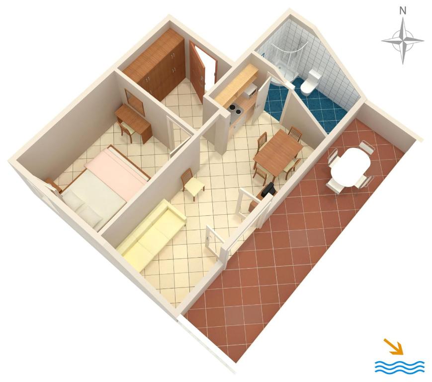 Plán poschodí v ubytovaní Rooms by the sea Slano, Dubrovnik - 5205
