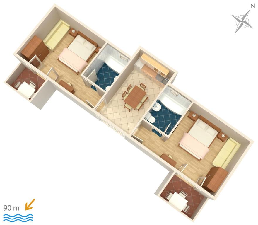 Půdorys ubytování Apartments by the sea Igrane, Makarska - 5266