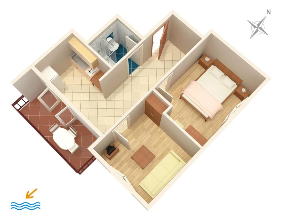 a floor plan of a room with a bedroom at Apartments by the sea Jezera, Murter - 5123 in Jezera