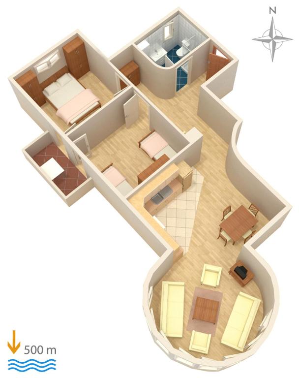 Půdorys ubytování Apartments with a parking space Biograd na Moru, Biograd - 5282
