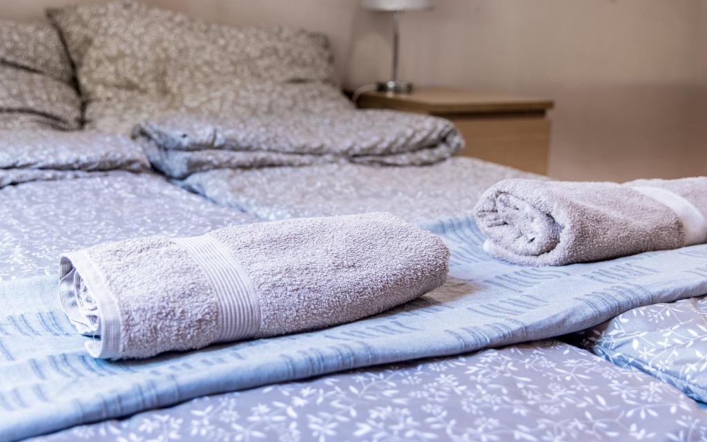 A bed or beds in a room at Aurora Apartments