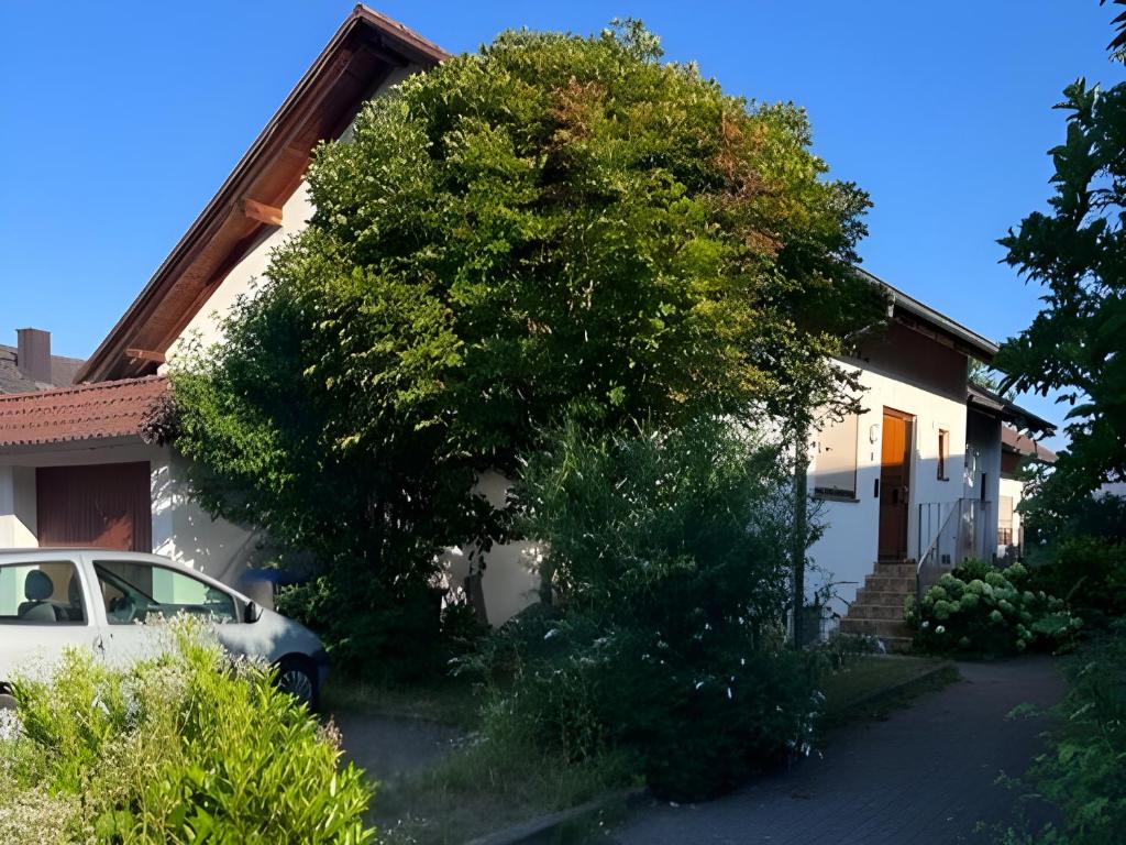 a white car parked in front of a house at Ferienwohnung Coco in Schallstadt