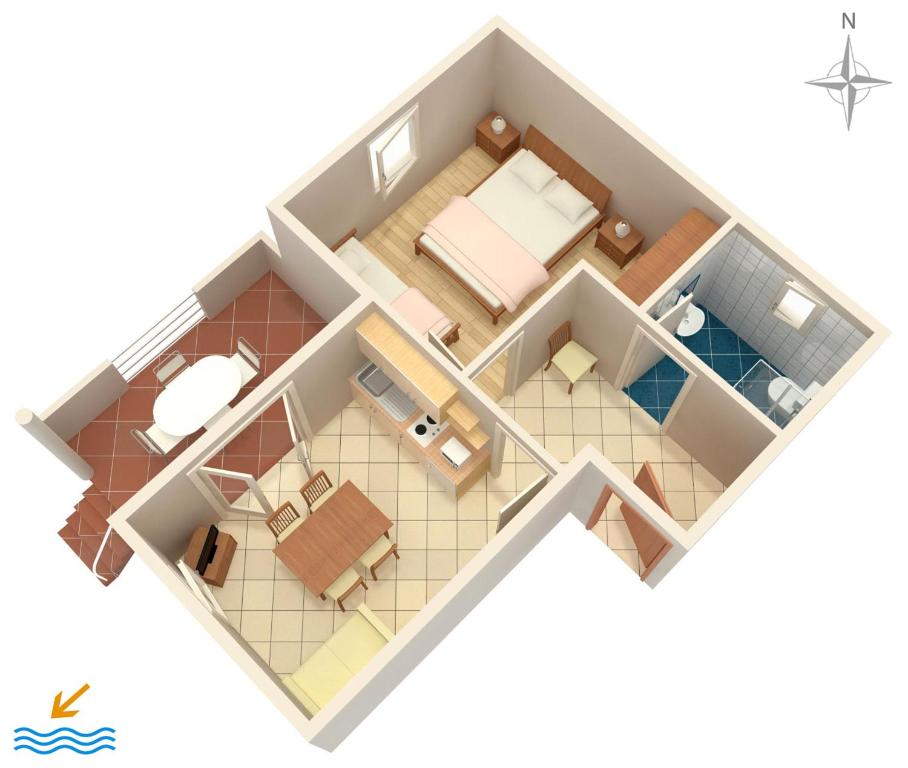 Plán poschodí v ubytovaní Apartment Vrsi - Mulo 5951a