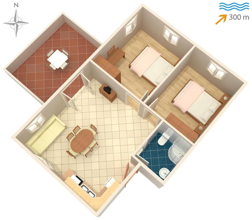 Plan piętra w obiekcie Apartments with a parking space Tkon, Pasman - 6216