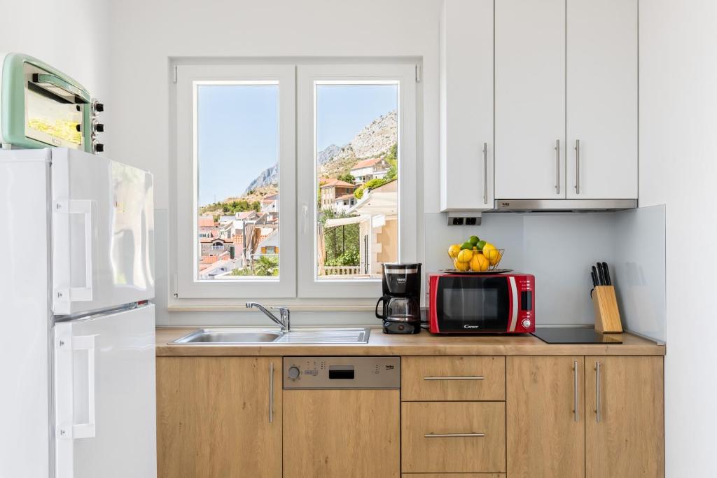 Kuchyň nebo kuchyňský kout v ubytování Luxurious apartments Bona fide
