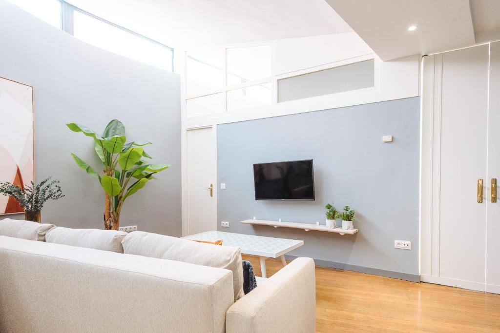 Televízia a/alebo spoločenská miestnosť v ubytovaní Conde de Ibarra Suite Apartment