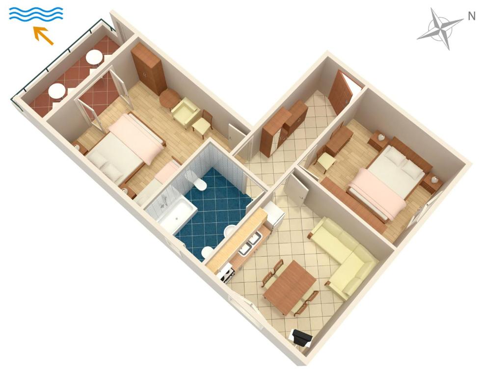 Půdorys ubytování Apartments by the sea Turanj, Biograd - 6445
