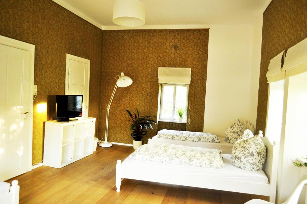 TV a/nebo společenská místnost v ubytování Art Hotel & Hostel