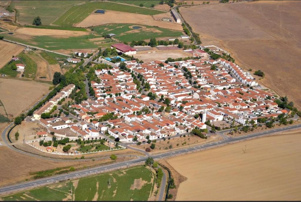 an aerial view of a large apartment complex at Alojamiento El Miajon de los Castúos in Valdesalor