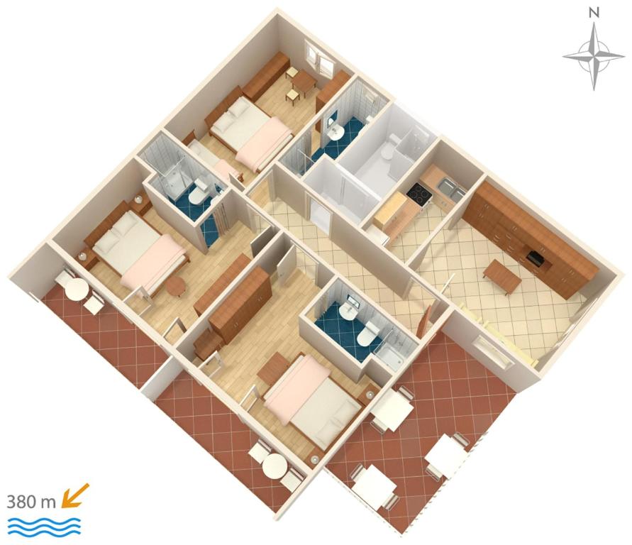 Plán poschodí v ubytovaní Apartments with parking spaces Makarska - 6784