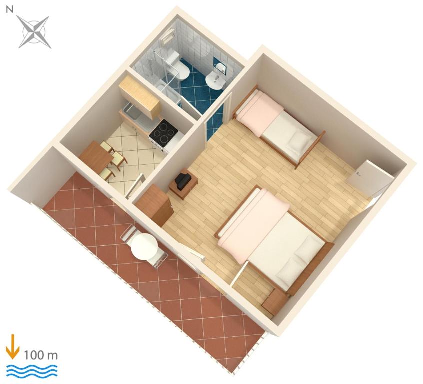 Půdorys ubytování Apartments by the sea Podaca, Makarska - 6874