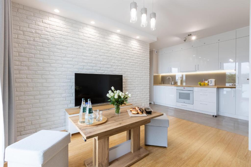 Kuchyňa alebo kuchynka v ubytovaní Apartament Plaża