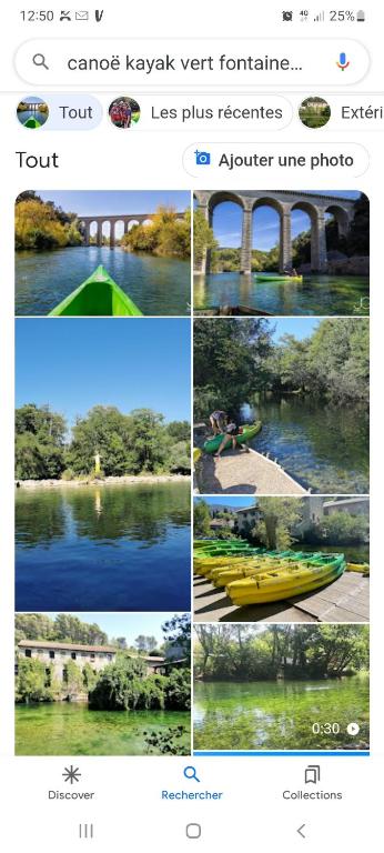 a collage of pictures of a river with a boat at Studio in Sorgues