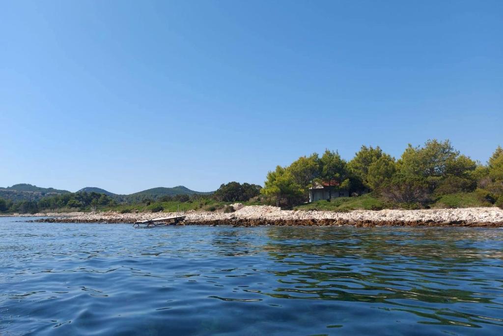 a house on a rocky island in the water at Secluded fisherman's cottage Krknata, Dugi otok - 8150 in Zaglav