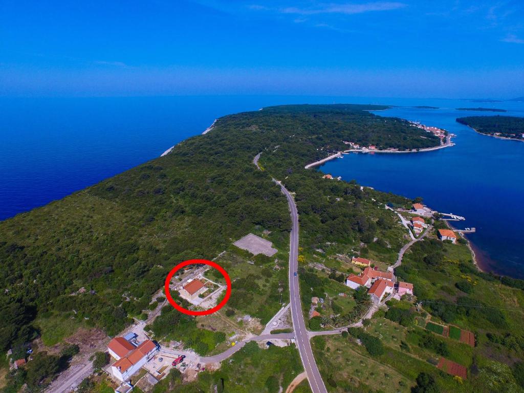 an island with a red circle on top of it at Holiday house with a parking space Veli Rat, Dugi otok - 8096 in Veli Rat