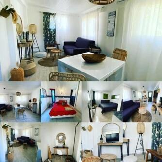 a collage of four pictures of a living room at Casa Francesca in Saint-Florent