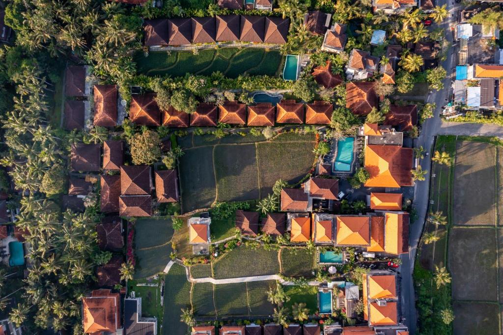 an overhead view of houses in a suburb at Nick's Pension in Ubud