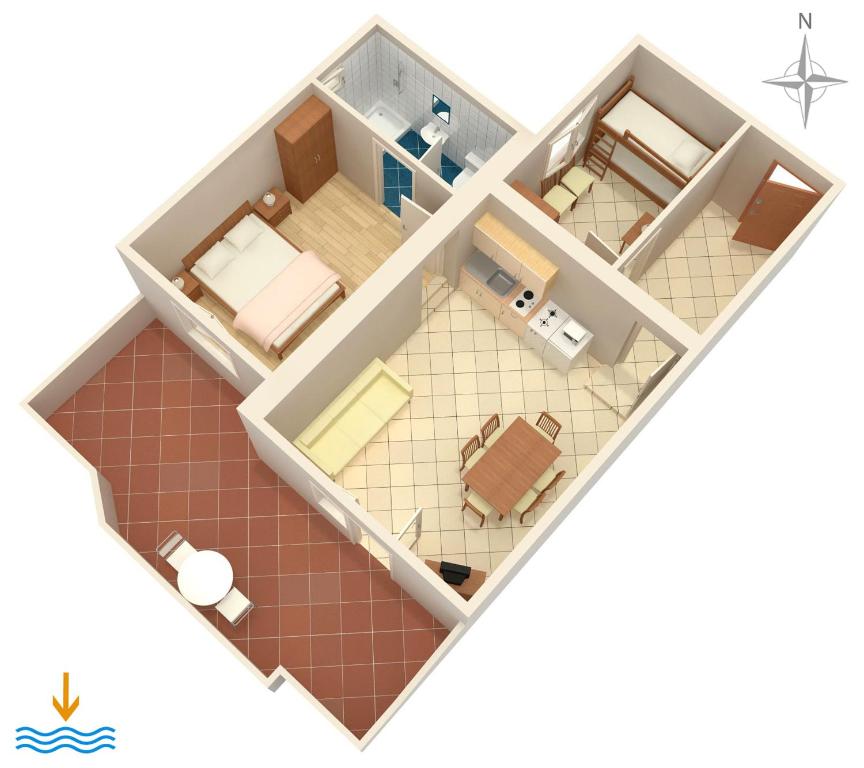 Půdorys ubytování Apartments with a swimming pool Zubovici, Pag - 9365