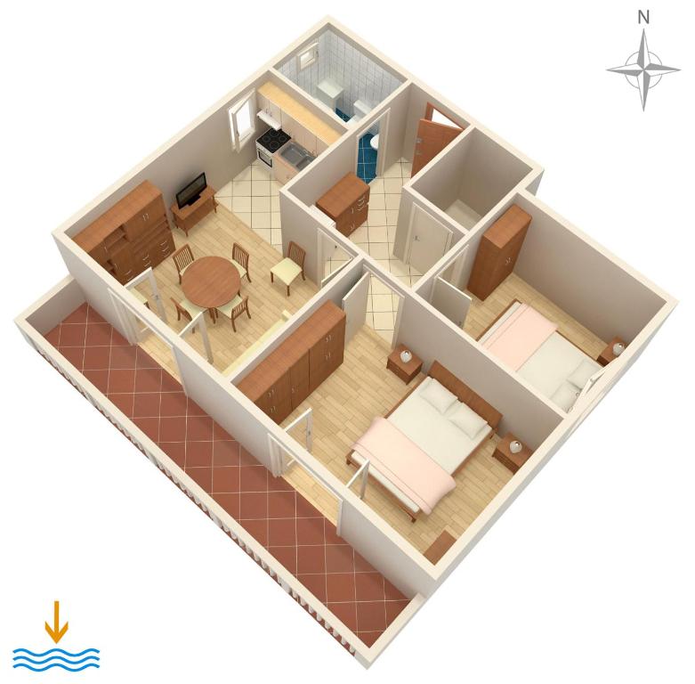 Půdorys ubytování Apartments with a swimming pool Zubovici, Pag - 9365