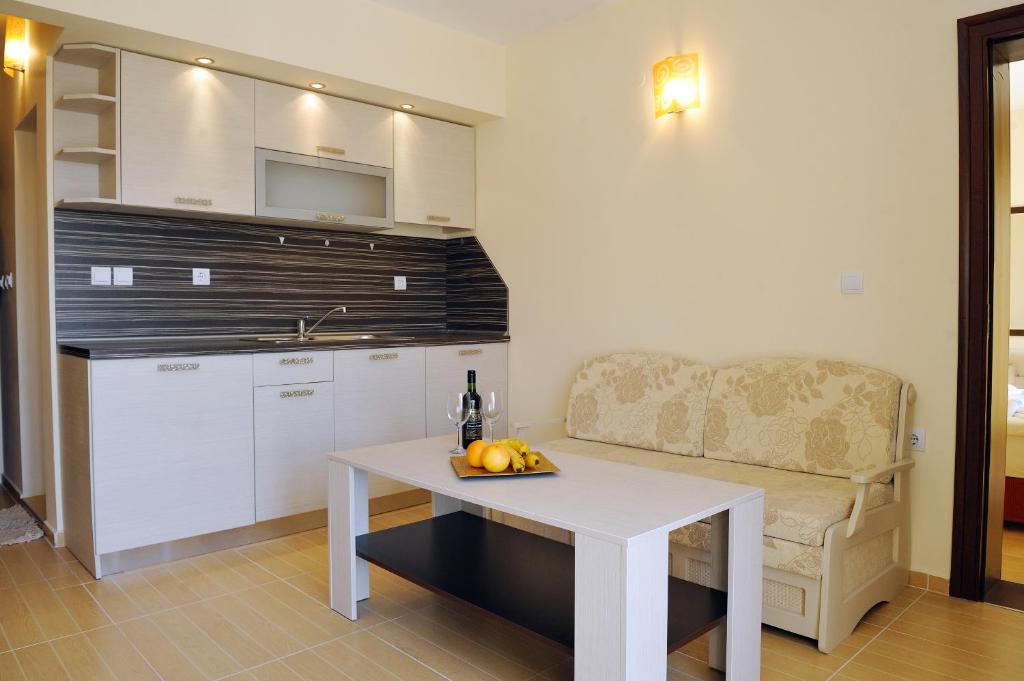 Kuchyň nebo kuchyňský kout v ubytování Hotel Iris