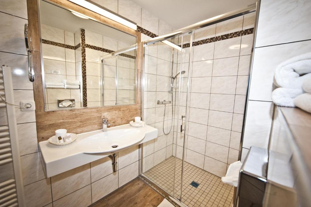 Koupelna v ubytování Hotel Medaillon
