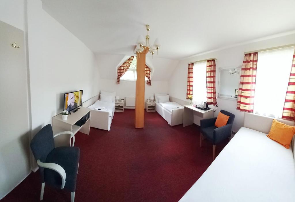 TV a/nebo společenská místnost v ubytování Hotel Hradec